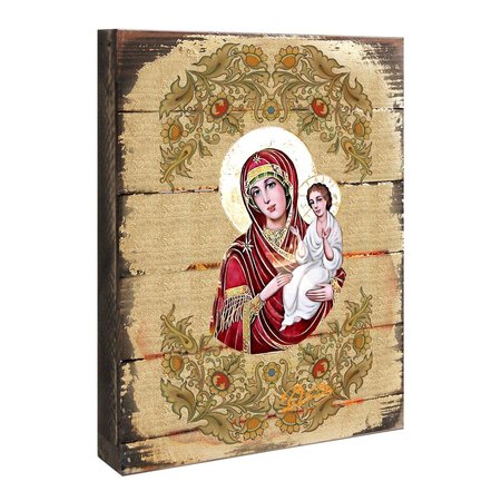 KD AMERICANA Virgin Mary Painting on GoldPlated Wooden Block KD1785998
